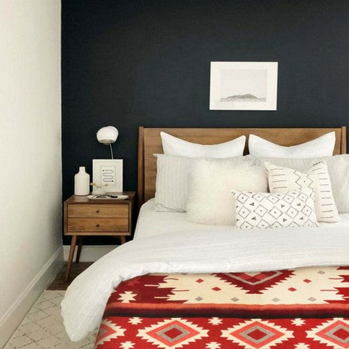 EXTRA LARGE THICK SOFT & WARM ALPACA WOOL BLANKET 90x76" AZTEC GEOMETRIC PATTERN