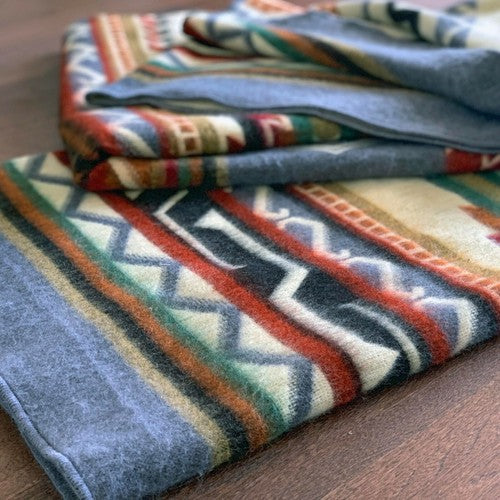 EXTRA LARGE SOFT & WARM ALPACA WOOL BLANKET 75x90" NATIVE SOUTH AMERICAN PATTERN