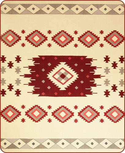EXTRA LARGE THICK SOFT & WARM ALPACA WOOL BLANKET 90x76" AZTEC GEOMETRIC PATTERN